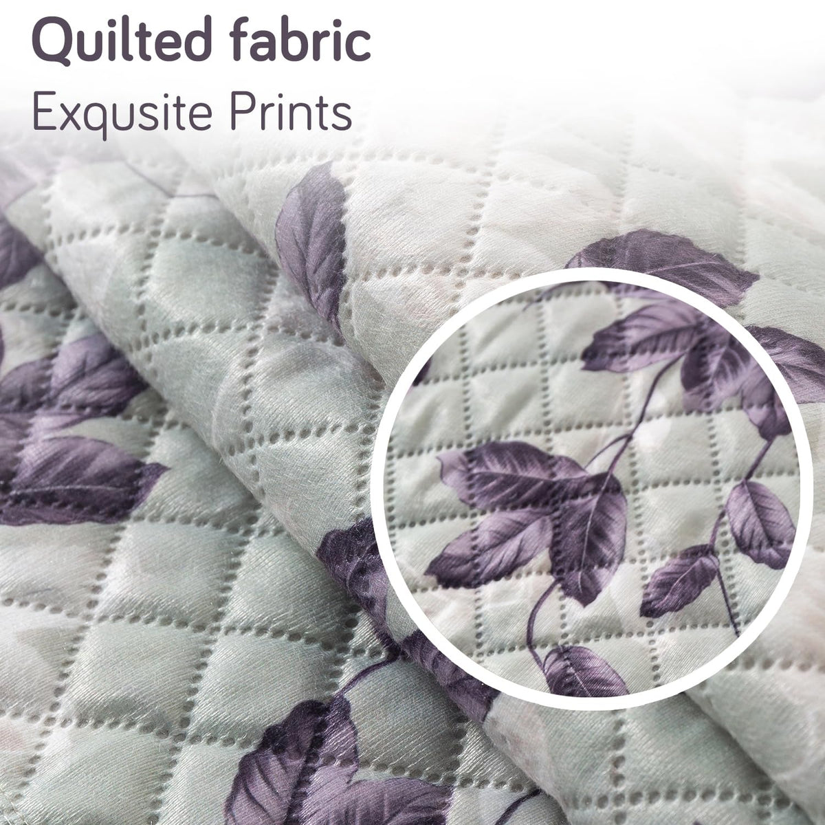 Quilted Sofa Cover 5-Seater Sofa Cover (3+1+1), Tassel Twigs | Lavender Vine