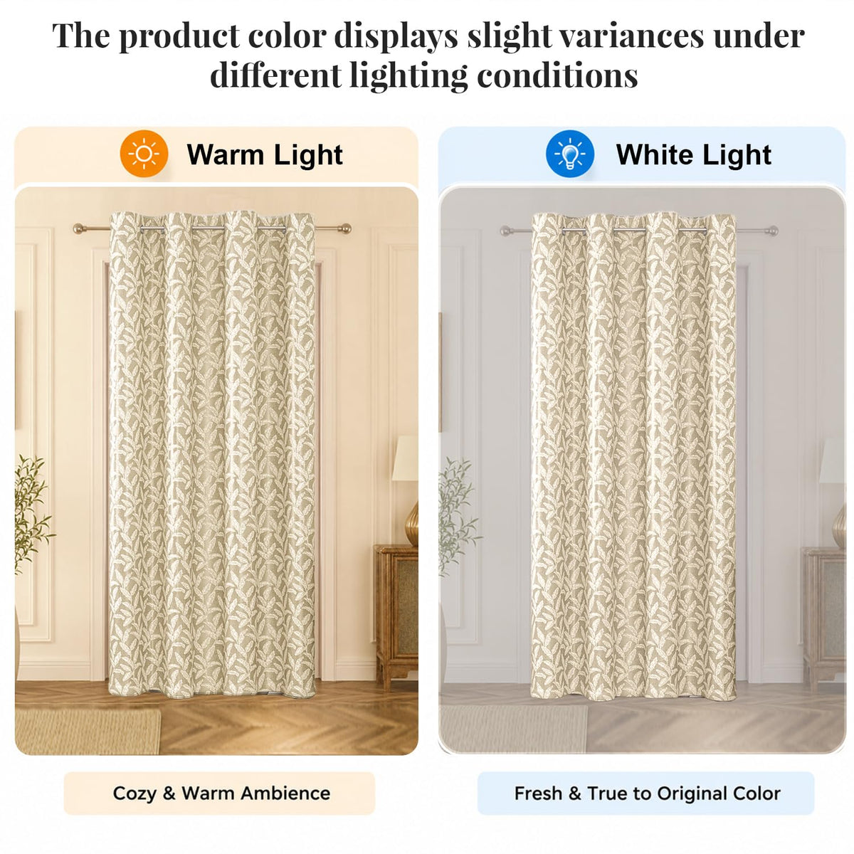 HOKIPO Majestic Eyelet Curtains, 7 Feet Long - Sand - image 7
