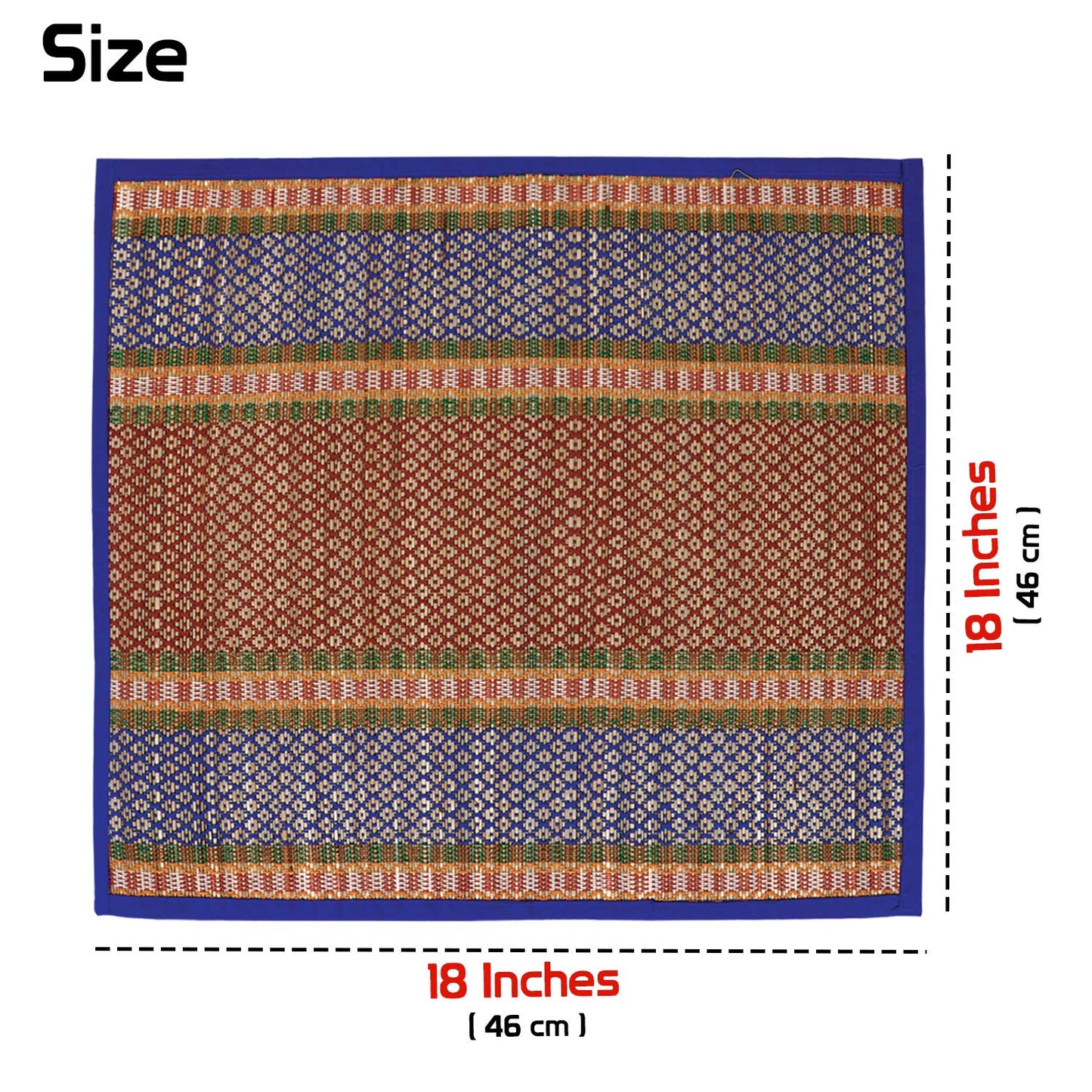 Natural River Grass Handcrafted Pooja Floor Mats/Meditation Prayer Mat/Sittting Mat/Aasan Mat Chatai for Pack of 2/4/6/8, Blue