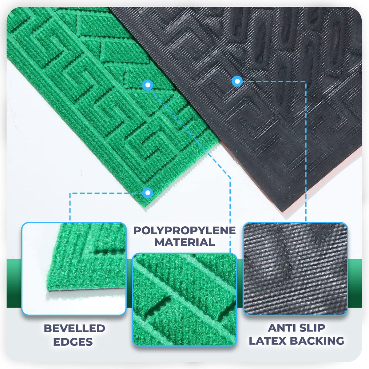 Polypropylene Outdoor mat for Entrance, Welcome mat floor mat, Green