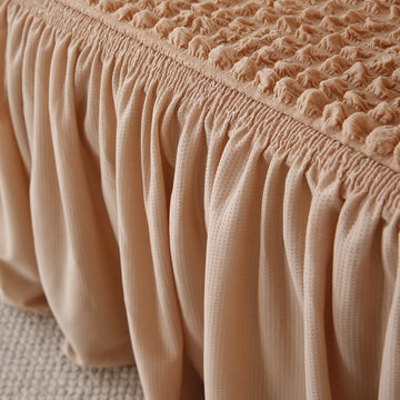Beige Turkish Bubble frill full modern sofa cover design