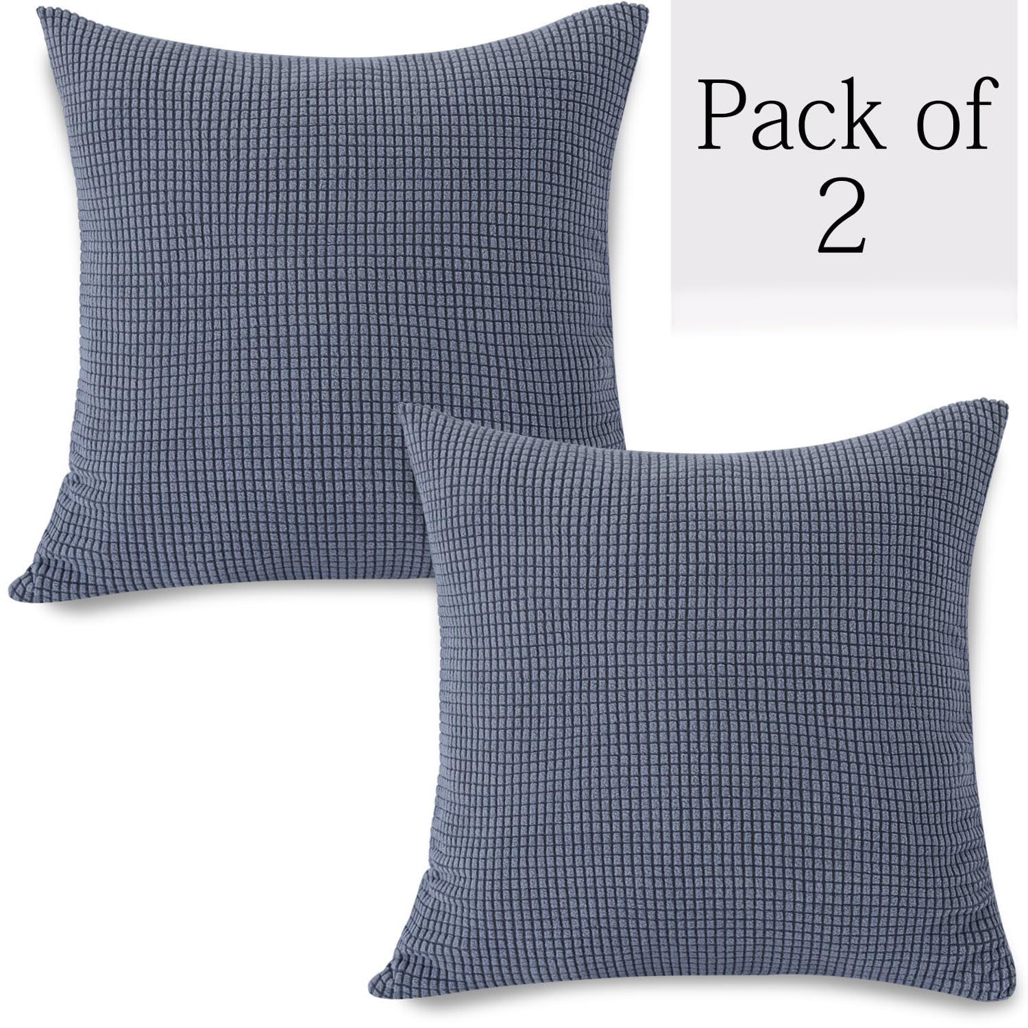 Dark Grey Colour Grid Texture Jacquard Zippered Pillow Cover Set