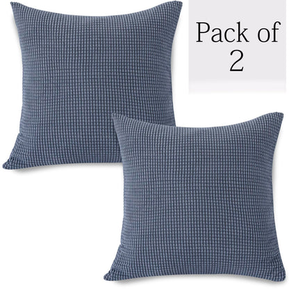 Dark Grey Colour Grid Texture Jacquard Zippered Pillow Cover Set