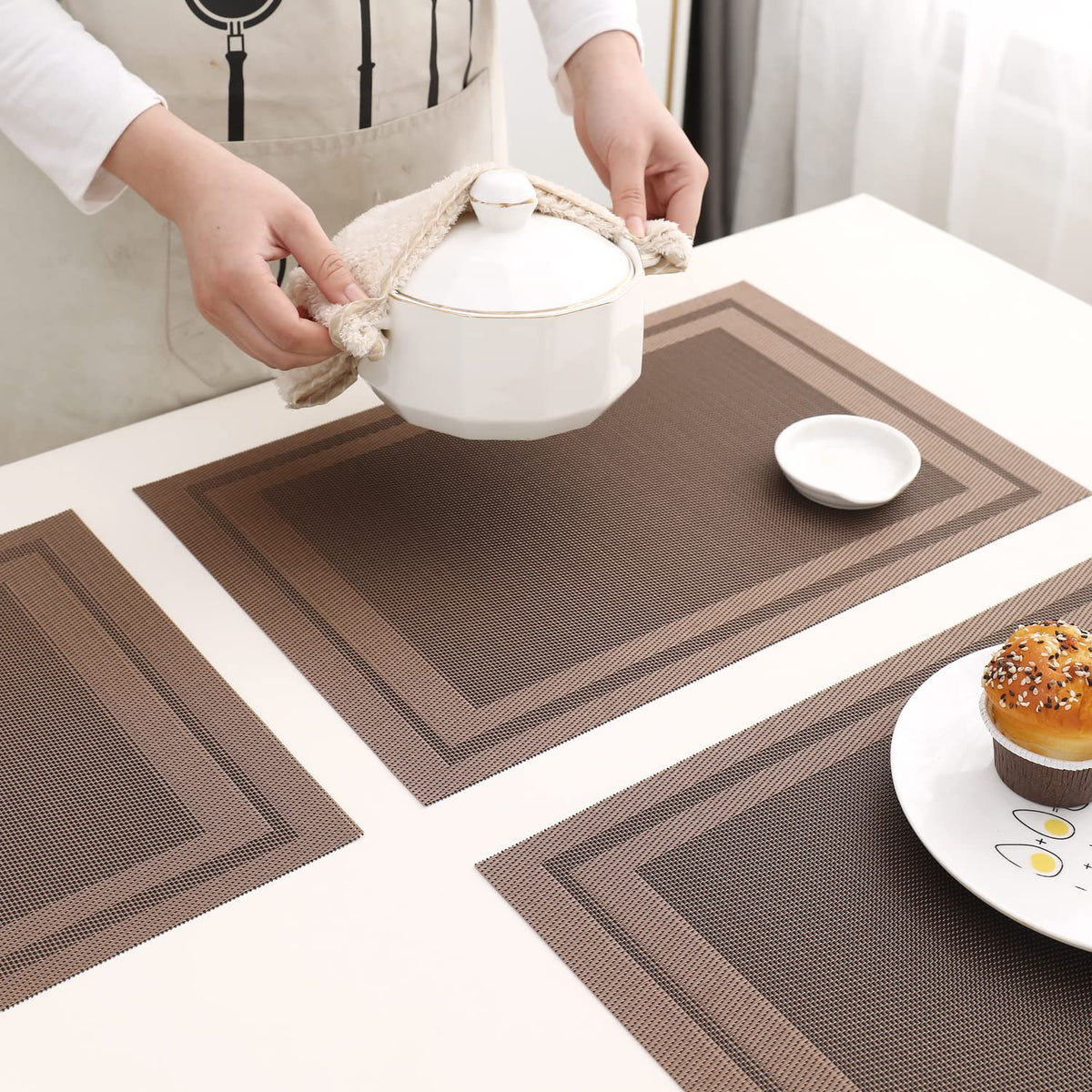 PVC Dining Table Mats, Copper Brown
