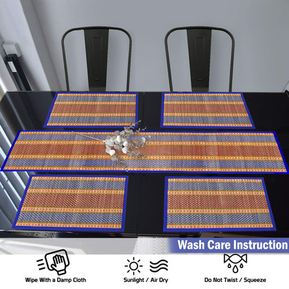 Handmade Madurkathi River Grass Dining Table Mats, Blue