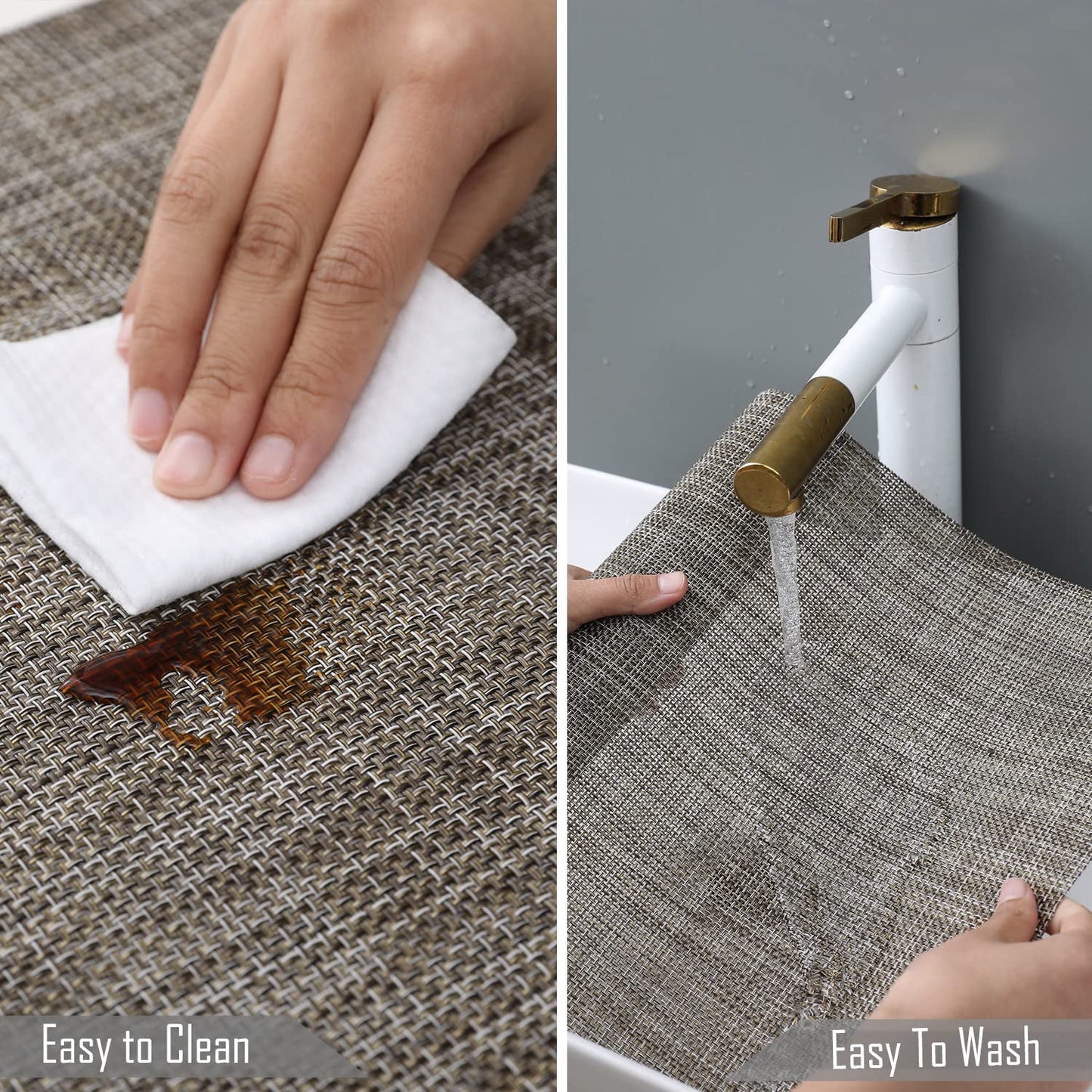 PVC Dining Table Mats, Ash Grey