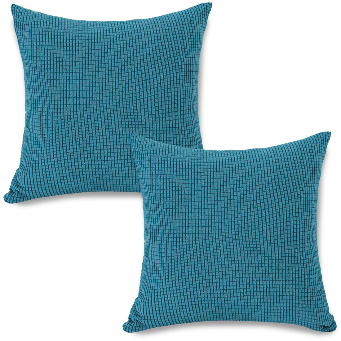 Premium Teal Colour Grid Texture Jacquard Cushion Cover | 18x18 Inch Size