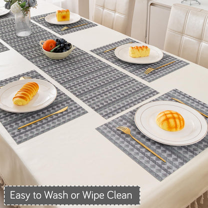 RhombusEcho Washable PVC Mats for Dining Table - Glacier Grey