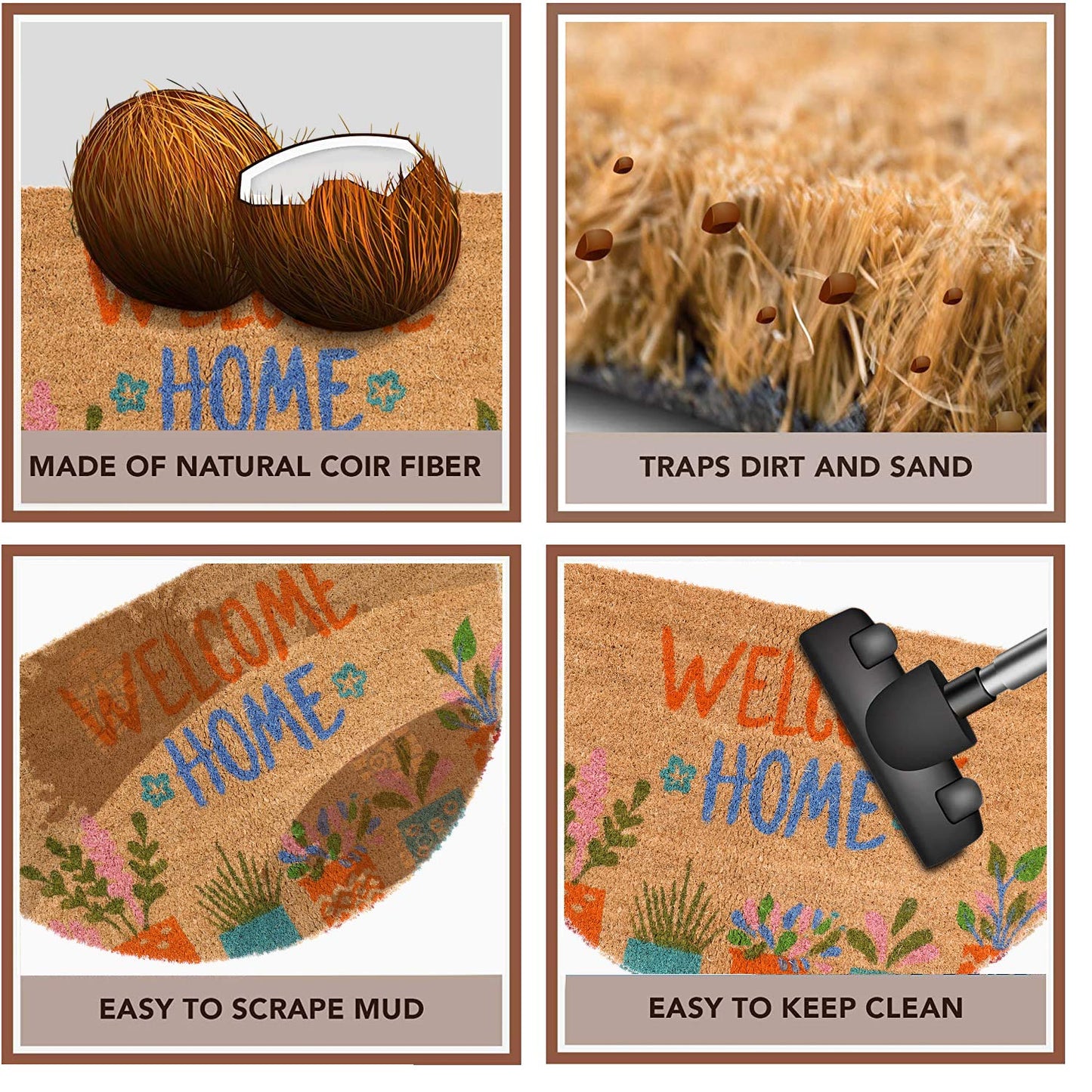 Large 45X75Cm Coir Door Mats For Entrance Big Size Welcome Mat, Welcome Home, Blue (Rectangular)