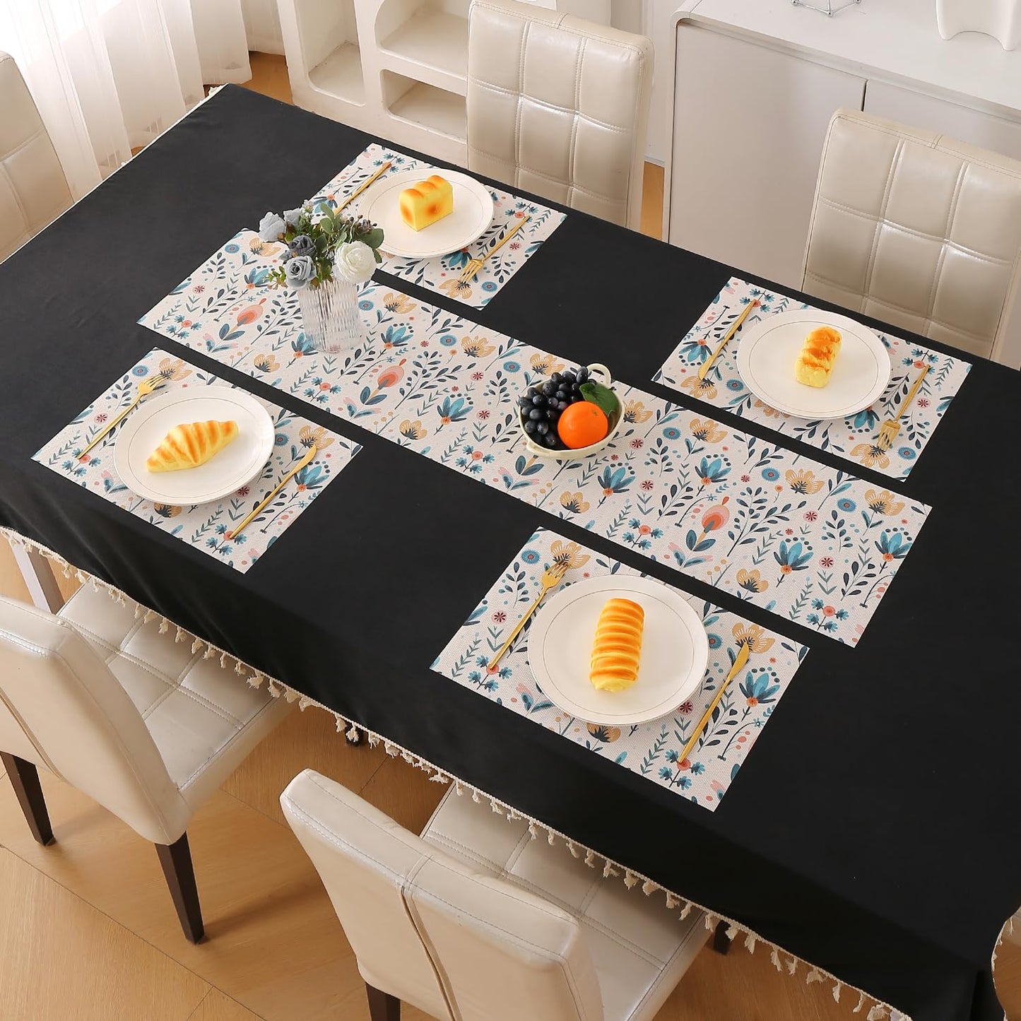 Artistic Flora PVC Washable Mats for Dining Table - Magnolia Champaca