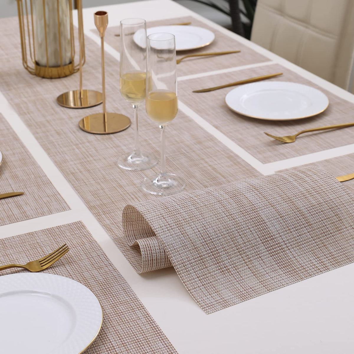 PVC Dining Table Mats, Beige