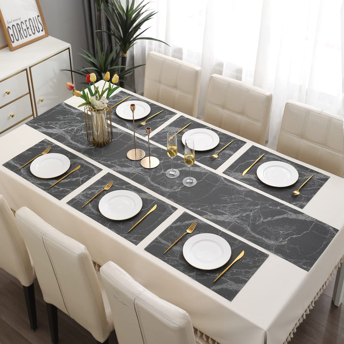 PVC Dining Table Mats, Black