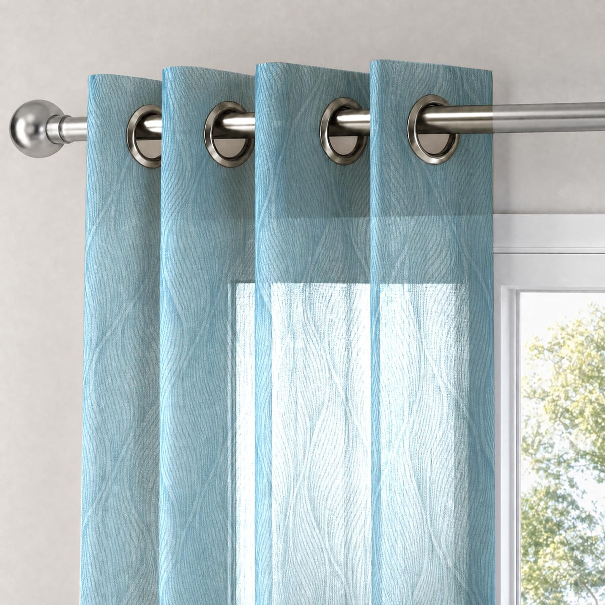 HOKIPO Petal Breeze Sheer Curtains, 7 Feet Long - Oceanic Grace - image 6