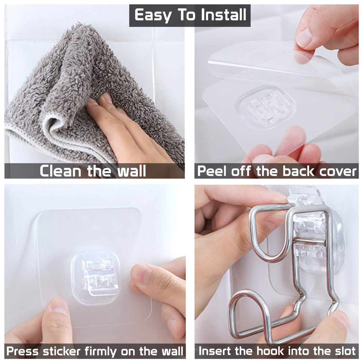 Magic Sticker Series Glass Wall Adhesive L Hooks With Load Capacity 5 Kg Each - Pack Of 1/2/4, Silver