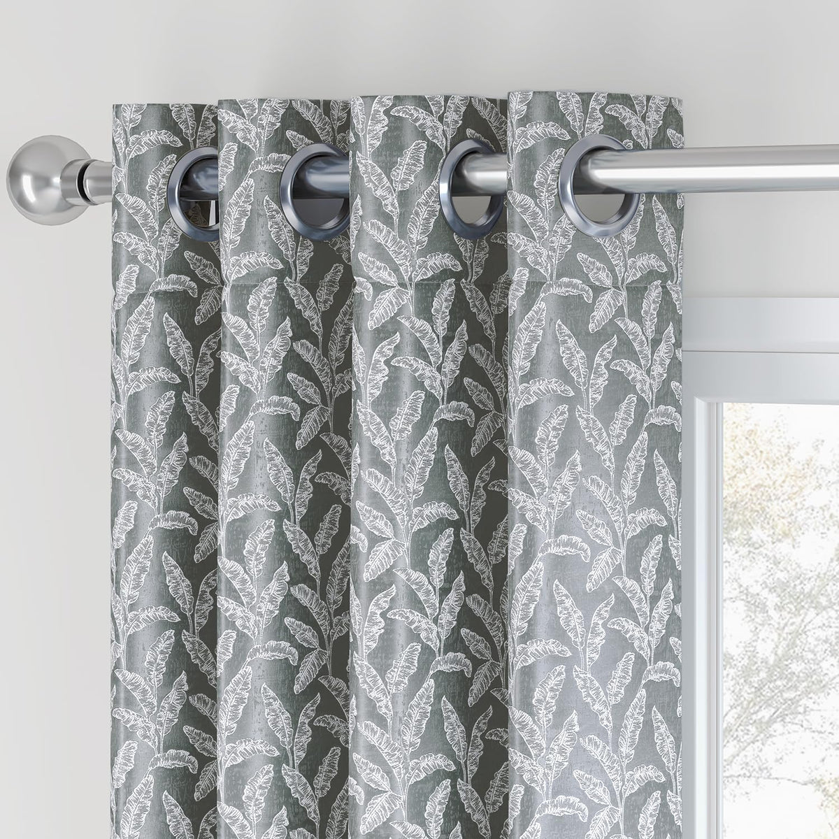 HOKIPO Majestic Eyelet Curtains, 7 Feet Long - Muted Grey - image 7
