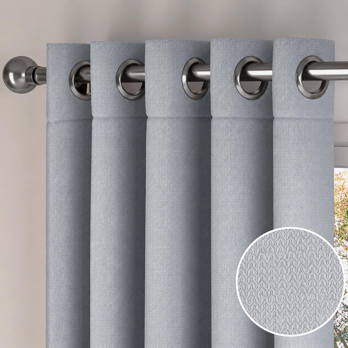 HOKIPO Atmosphere Dimout Curtains, 7 Feet Long - Mist Grey - image 7