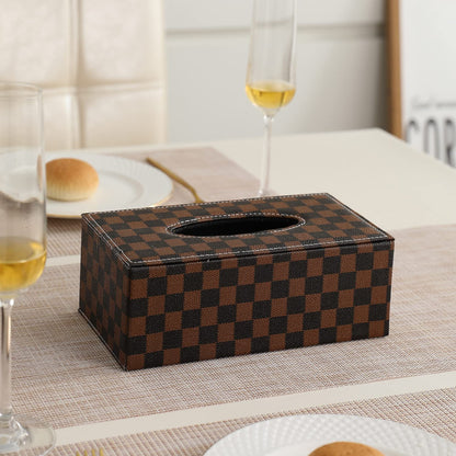 Brown Checks Leatherette Tissue Paper Holder Online | HOKIPO
