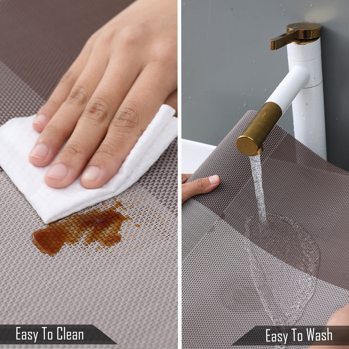 Buy Brown Washable PVC Dining Tables Runner | HOKIPO