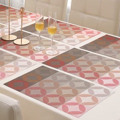 PVC Dining Table Mats, Geometric Red