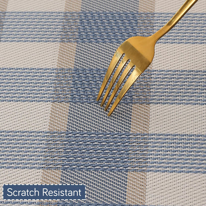 Classic Checks PVC Washable Mats for Dining Table - Pacific Blue