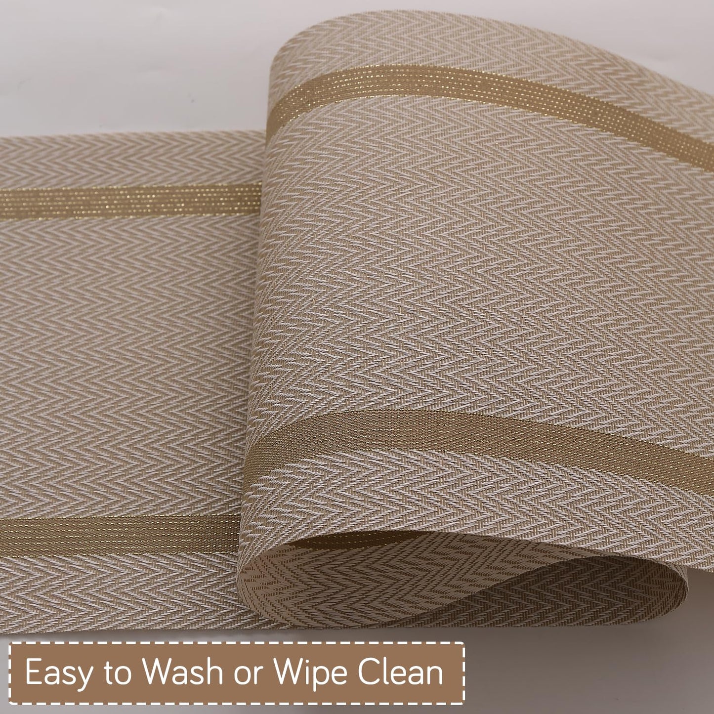 Chevron Stripes PVC Mats for Dining Table - Warm White