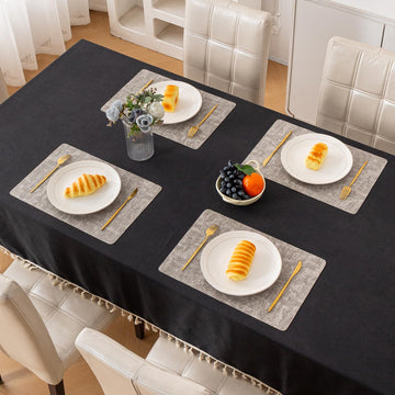 Modern Weaves Royal Luxe Faux Leather Mats for Dining Table - Fog Grey