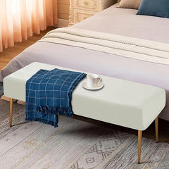 Elastic Fitted Dining Bench Cover, Beige