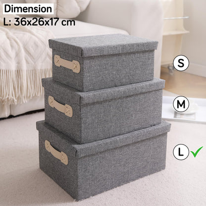 Organisers Storage Box with Lid, Grey, Pack of 1/2