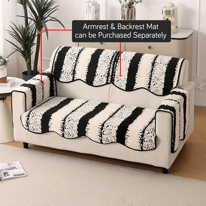 Luxury Wavy Anti Slip Plush Sofa Cover Mat, Black