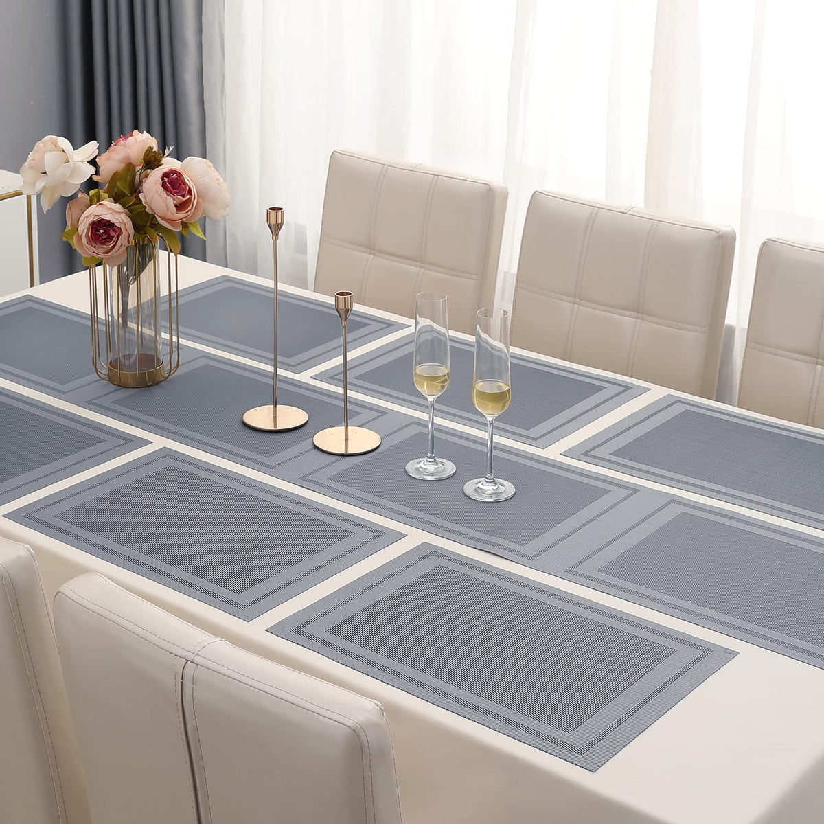 PVC Dining Table Mats, Grey