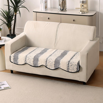 Luxury Wavy Anti Slip Plush Sofa Cover Mat, Pewter Grey