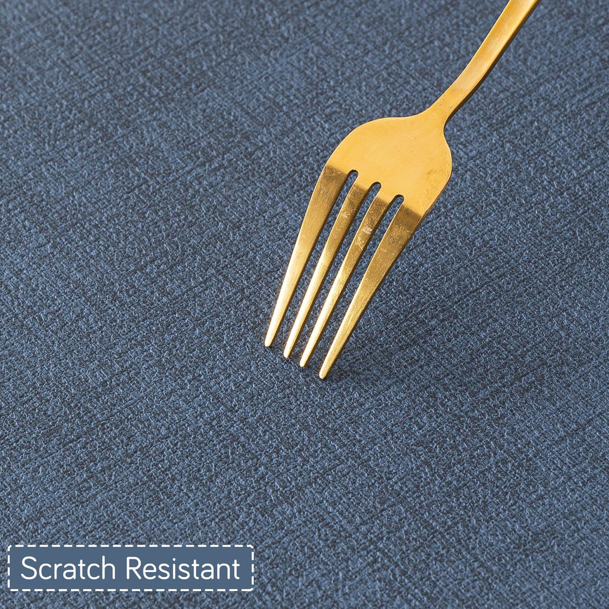 Modern Weaves Royal Luxe Faux Leather Mats for Dining Table - Navy Blue
