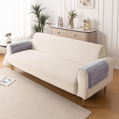 Premium Plush Anti Slip Sofa Cover Mat, Light Grey