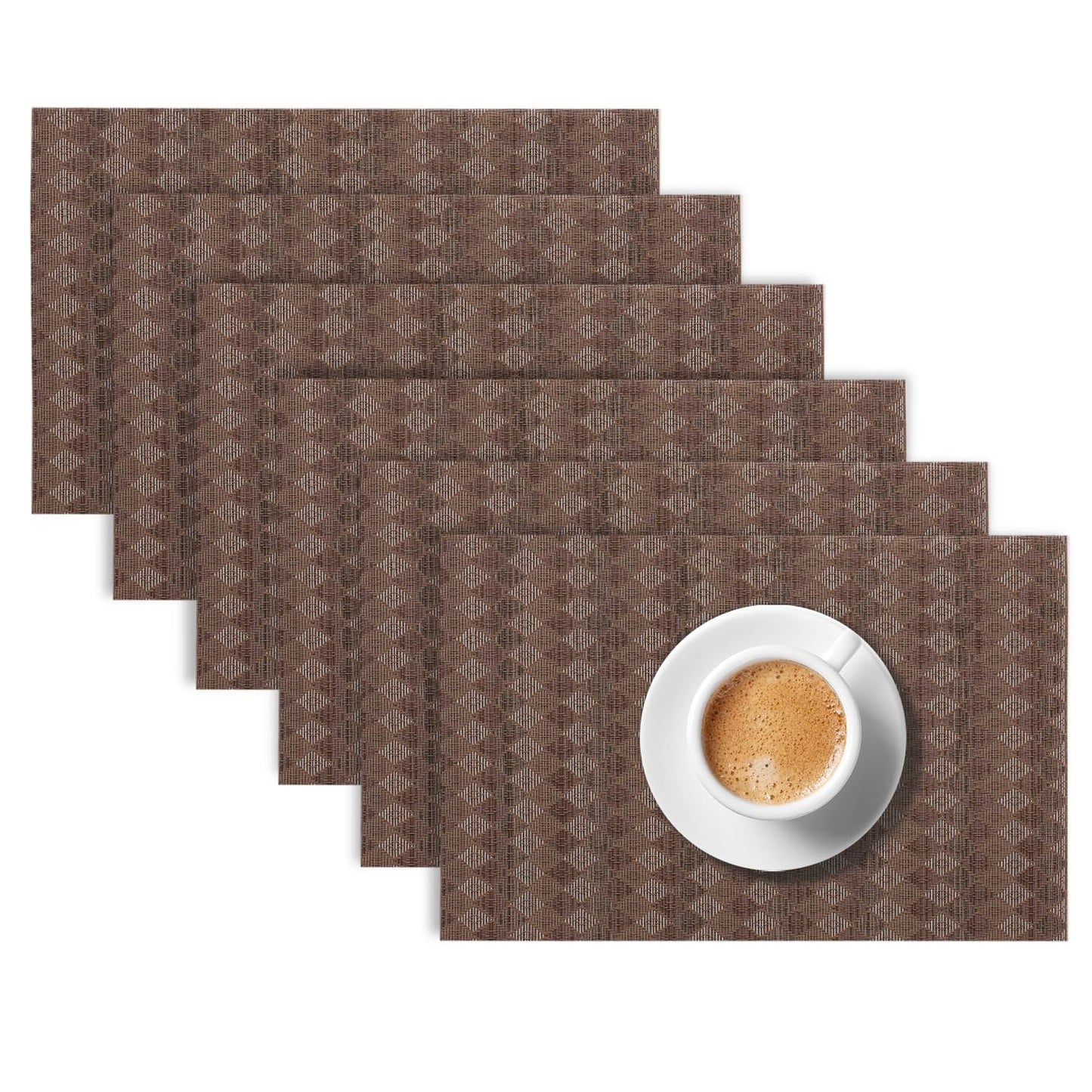RhombusEcho Washable PVC Mats for Dining Table - Taupe Brown