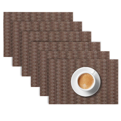 RhombusEcho Washable PVC Mats for Dining Table - Taupe Brown