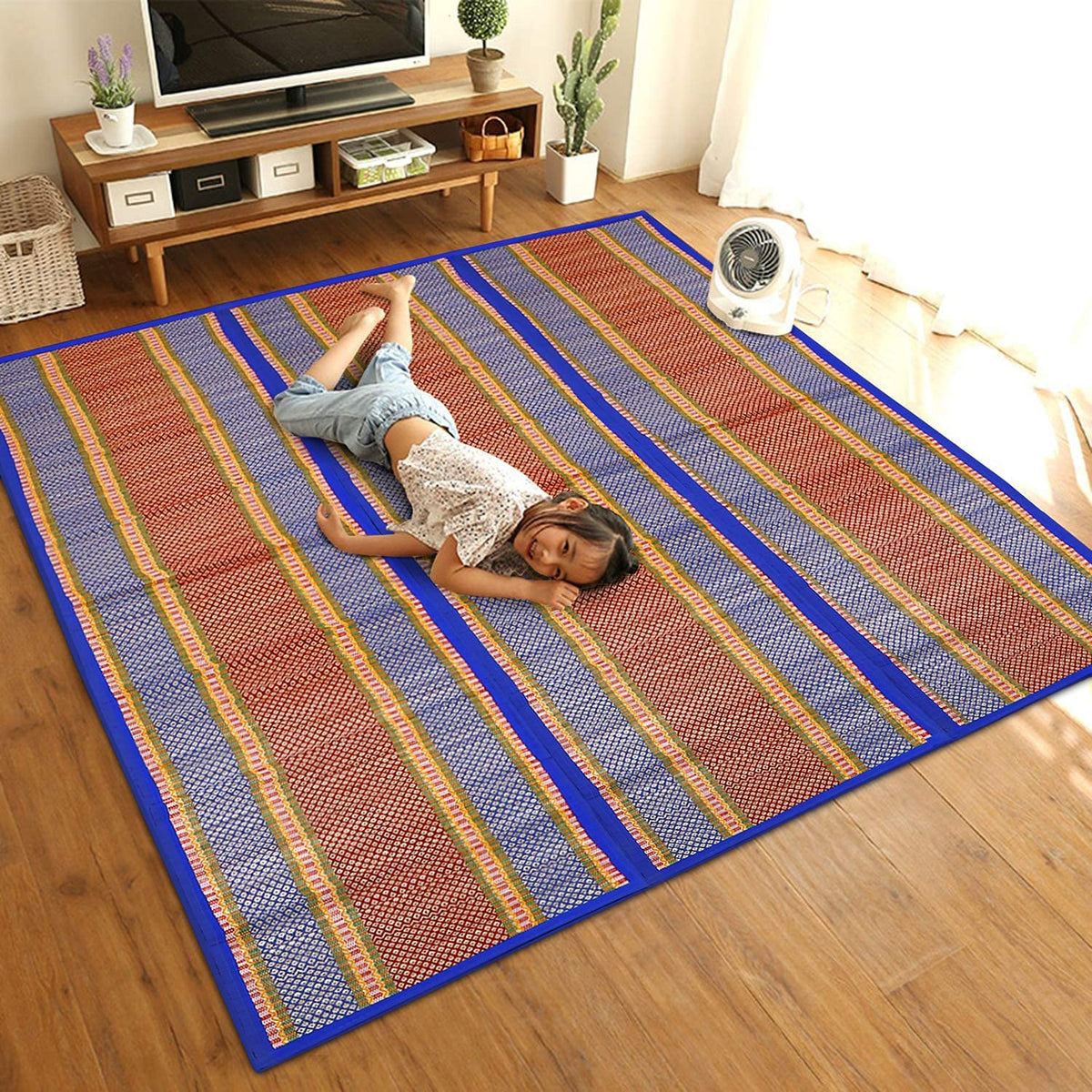 Blue Madurkathi Chatai Mat – Handmade & Eco-Friendly