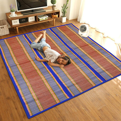 Natural Handmade Madurkathi Large Chatai Mats for Home, Blue