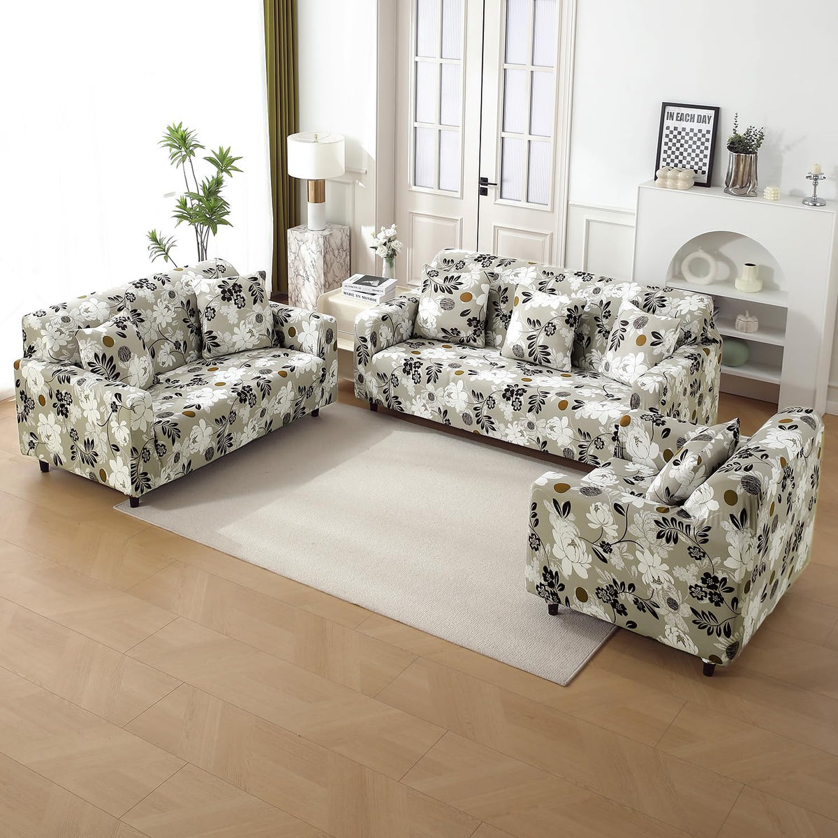 Feather Brown Floral Print zippered square sofa pillow covers