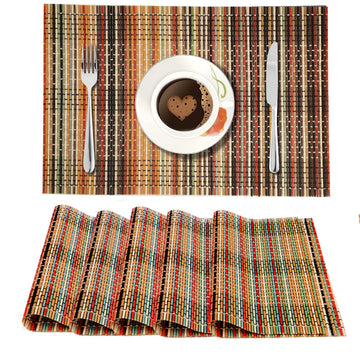 Heat Resistant Wooden Placemats Set of 6 Dining Table Mats, 45x30 cm, Multicolor