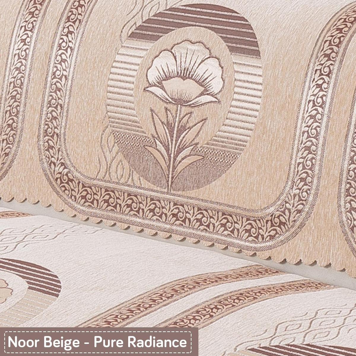 Royal Aangan Premium Chenille Jacquard Sofa Cover 5 Seater Set 3+1+1 Sofa Cover for Seat & Back, Noor Beige