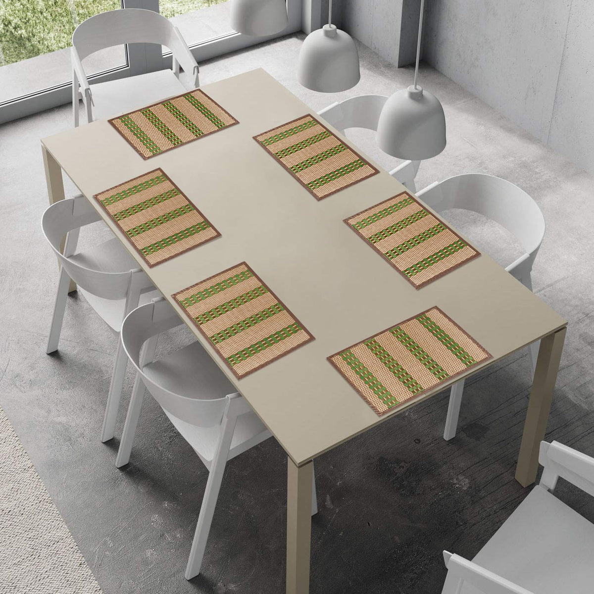 Heat Resistant Bamboo Dinner Mats, Green