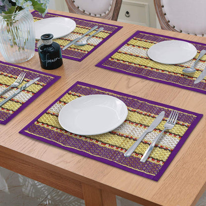 Handmade Madurkathi River Grass Dining Table Mats, Purple