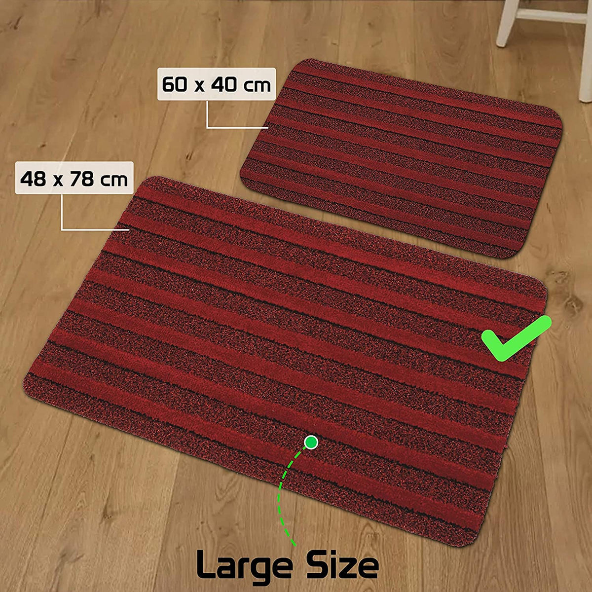 Modern Rectangular Door Mat (Red, Pvc, Microfiber, 48X78 Cm)