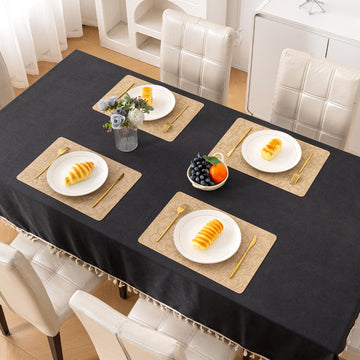 Hibiscus Bloom Washable Leather Mats for Dining Table - Sand Beige