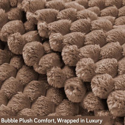Luxury Rabbit Wool Plush Sofa Throw, Canvas Brown