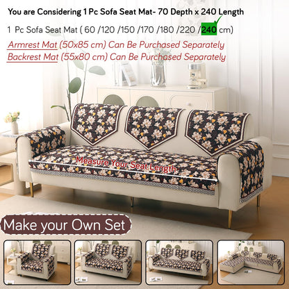 Florentina Series Premium Holland Velvet Sofa Cover Mat - Camellia Brown
