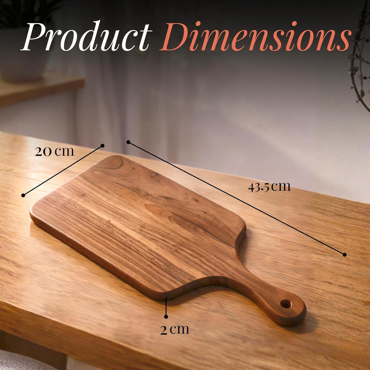 HOKIPO Arbor Acacia Wood Chopping Board with Handle, Cutting Board 43.5 cm - image 6