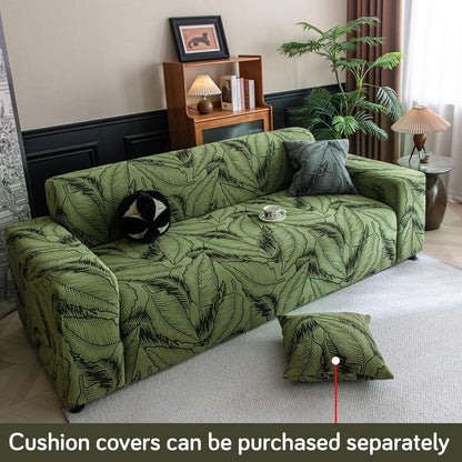 Dual Tone Knitting Jacquard Sofa Cover 1/2/3 Seater Fully Covered - Olive Green