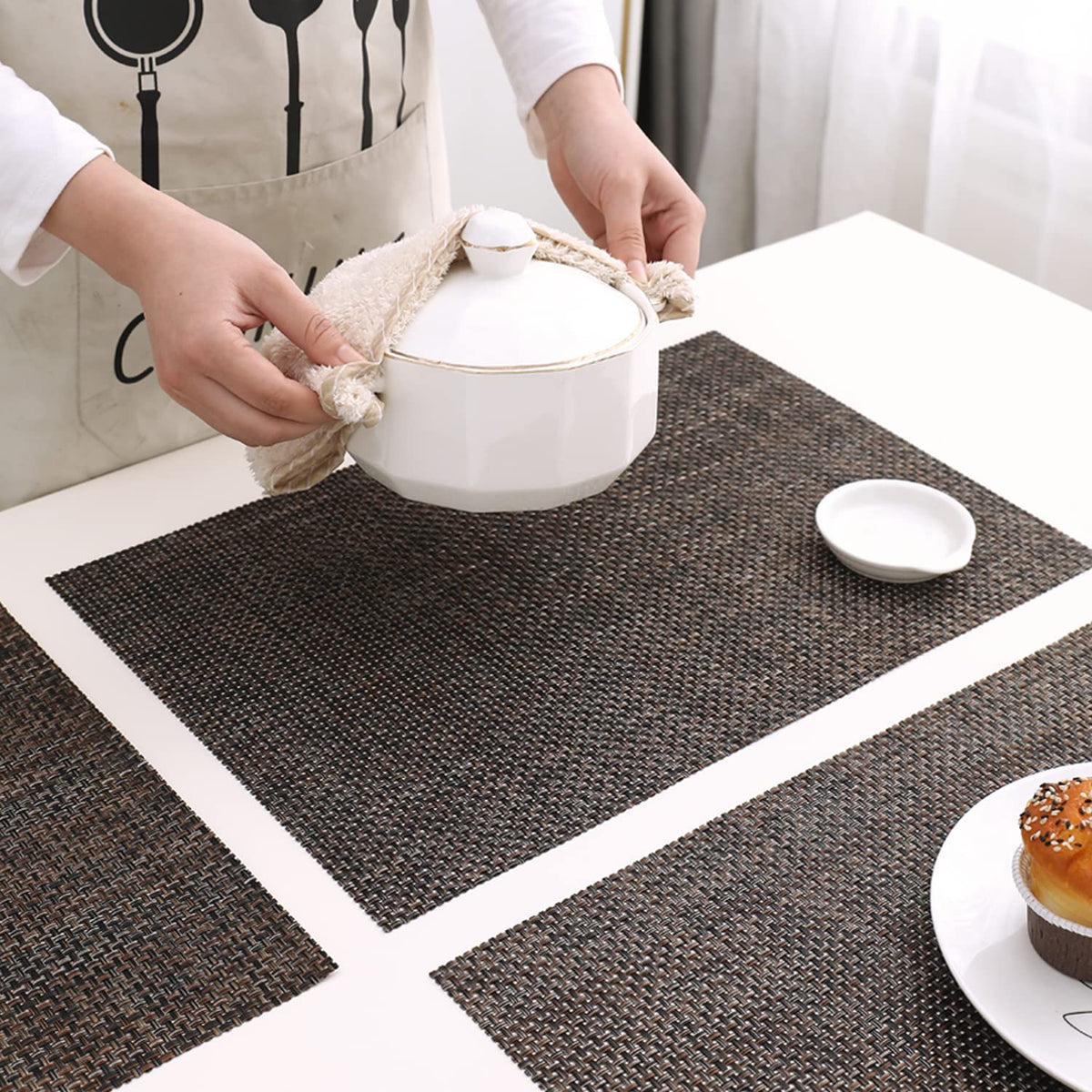 PVC Dining Table Mats, Dark Brown