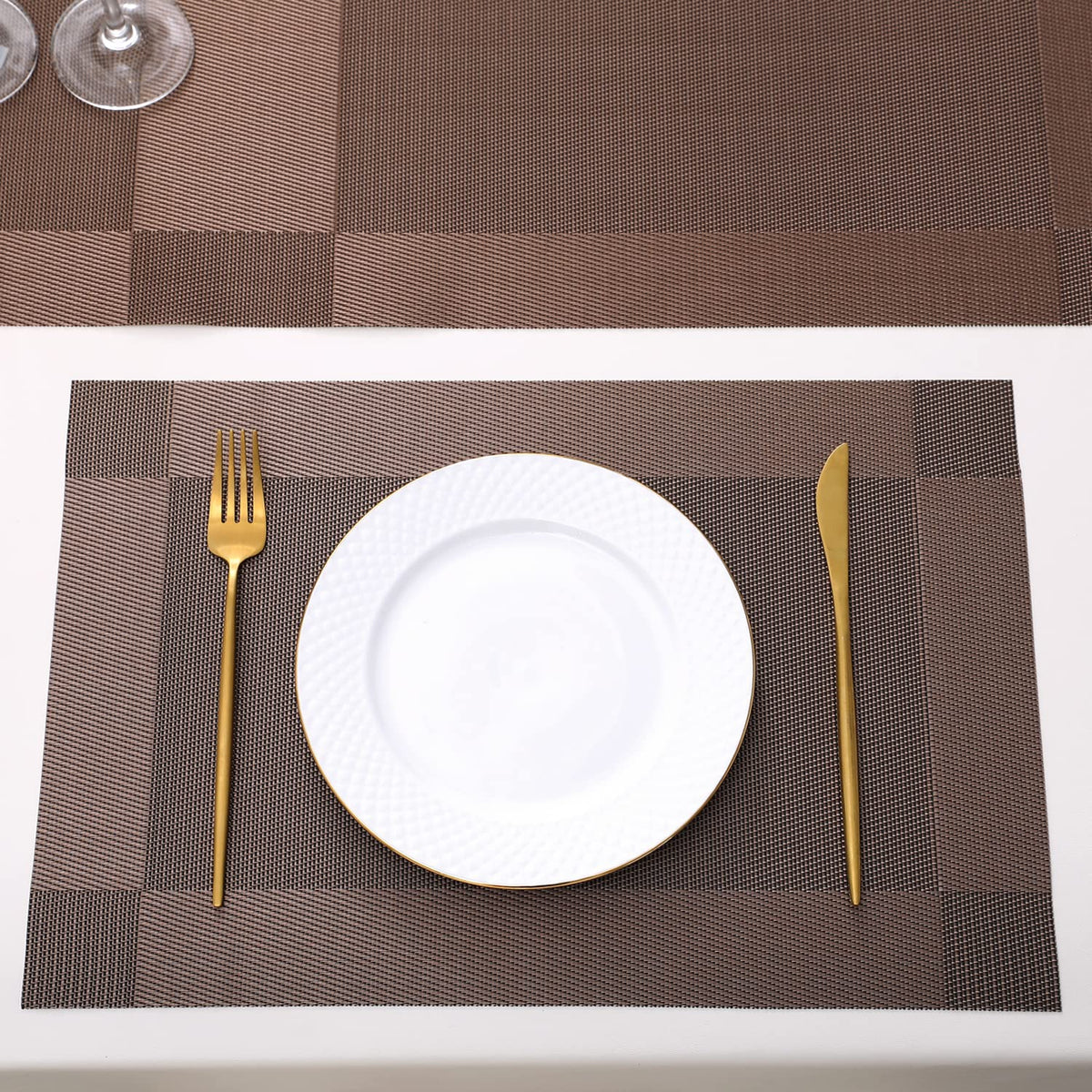PVC Dining Table Mats, Dark Brown